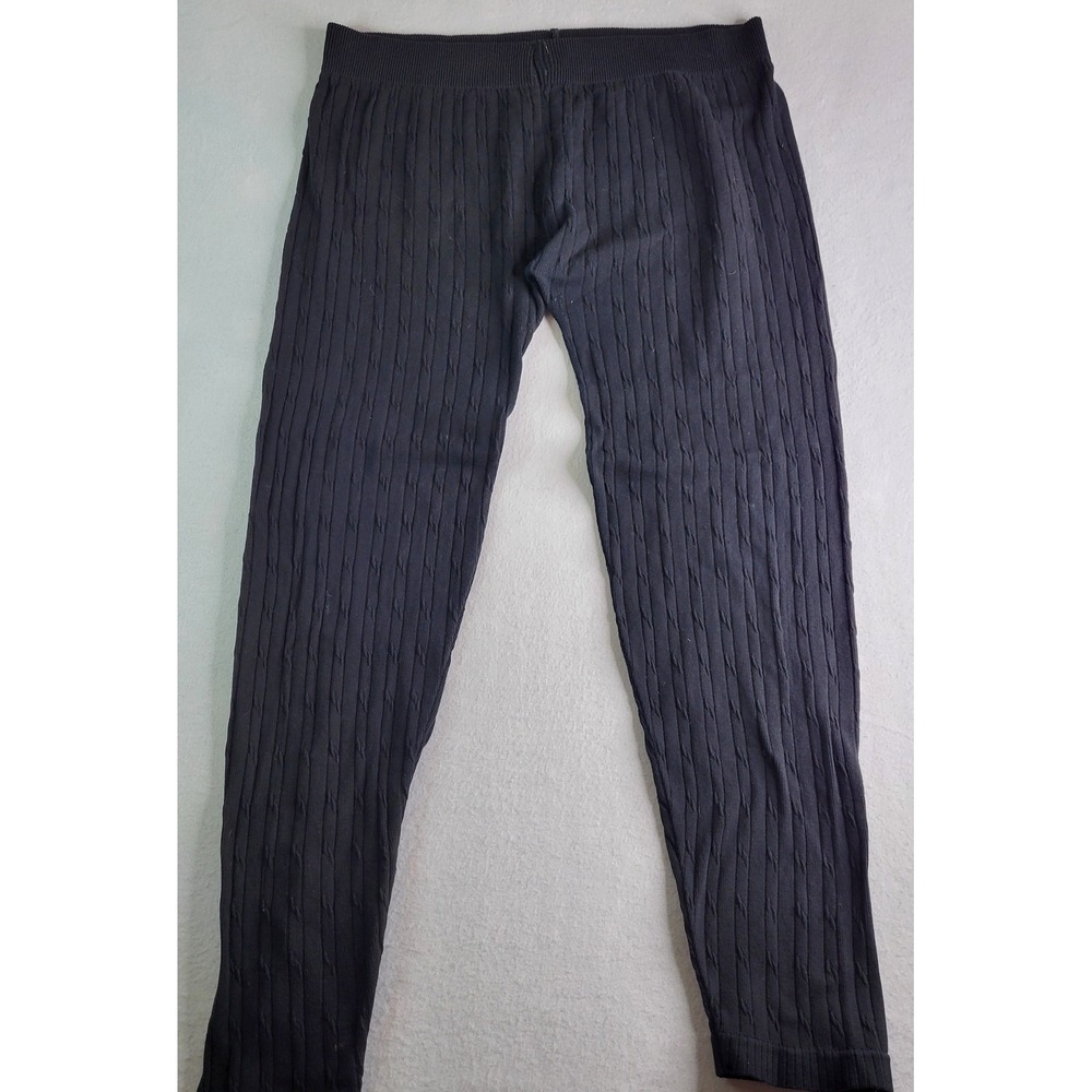 Say What? Womens Black Cable Knit Leggings Plus Size 3X Stretchy Pull On Pants